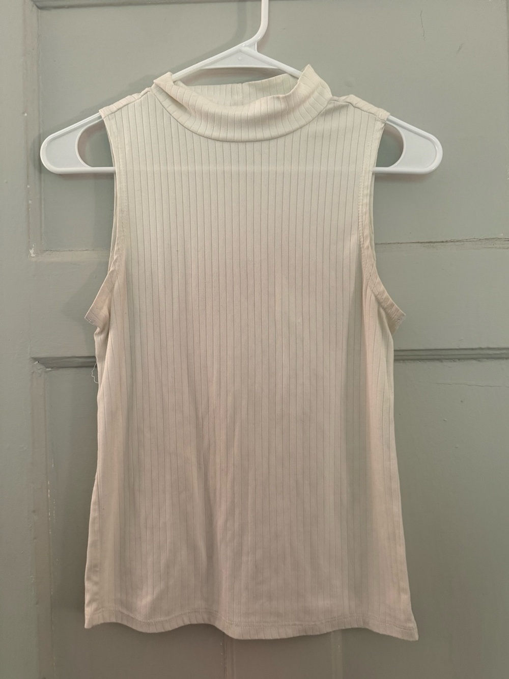 eye candy Sleeveless Ribbed Mock Neck Tank - Cream